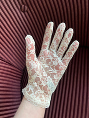 60s Short Cream Lyon Lace Gloves
