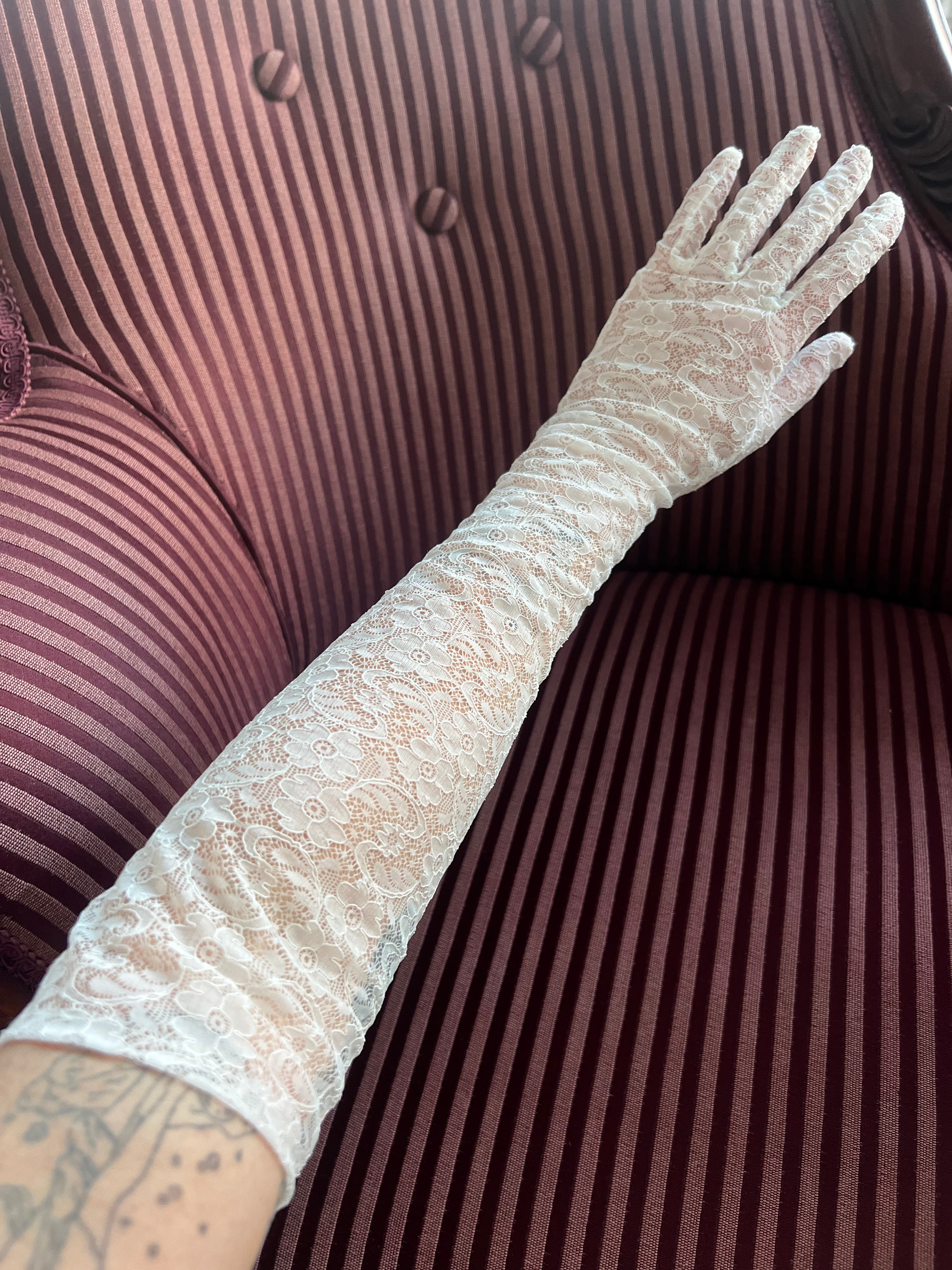 50s Lyon Lace Elbow Gloves