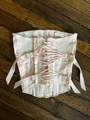 40s Peach Embroidered Cotton Lace-up Corset