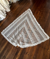 70s Lyon Lace Ruffle Trim Angel Cut Chapel Veil