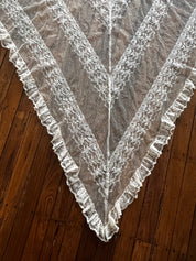 70s Lyon Lace Ruffle Trim Angel Cut Chapel Veil