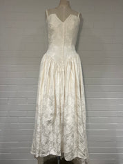 1970s Embossed Satin Basque Waist Dress