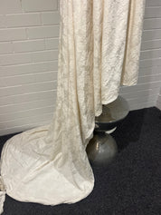 1970s Embossed Satin Basque Waist Dress