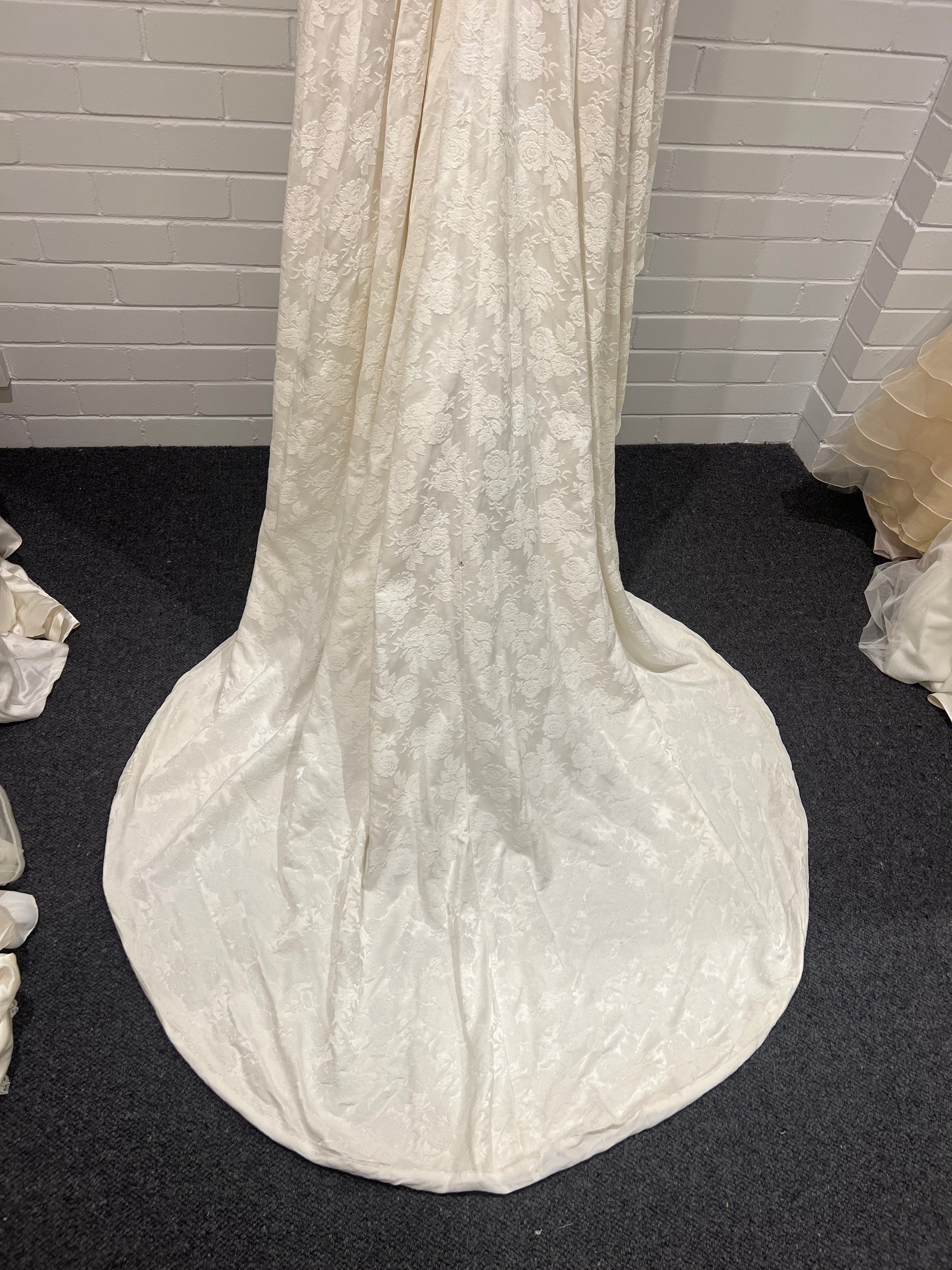 1970s Embossed Satin Basque Waist Dress