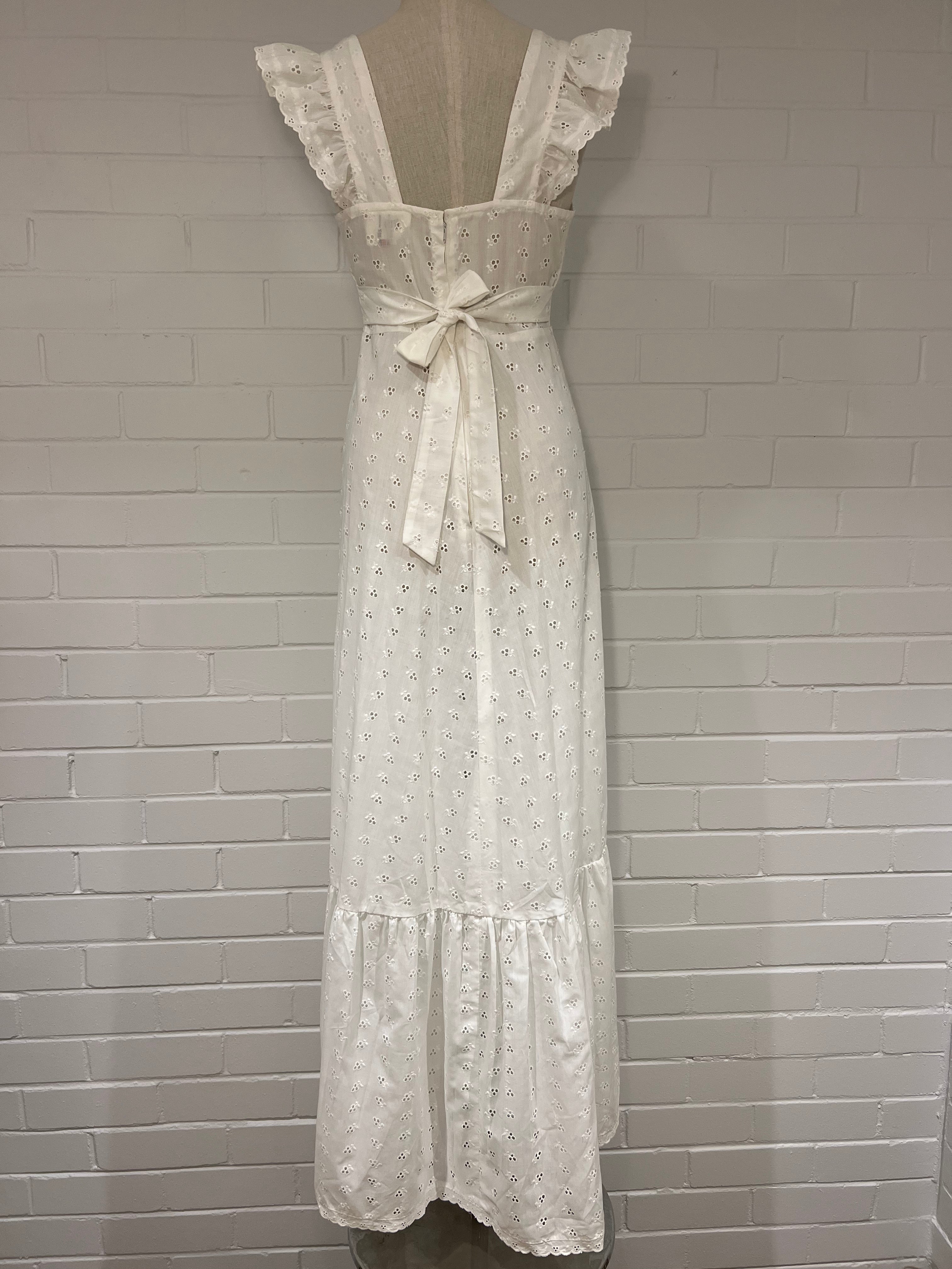 1970s French Broderie Empire Dress