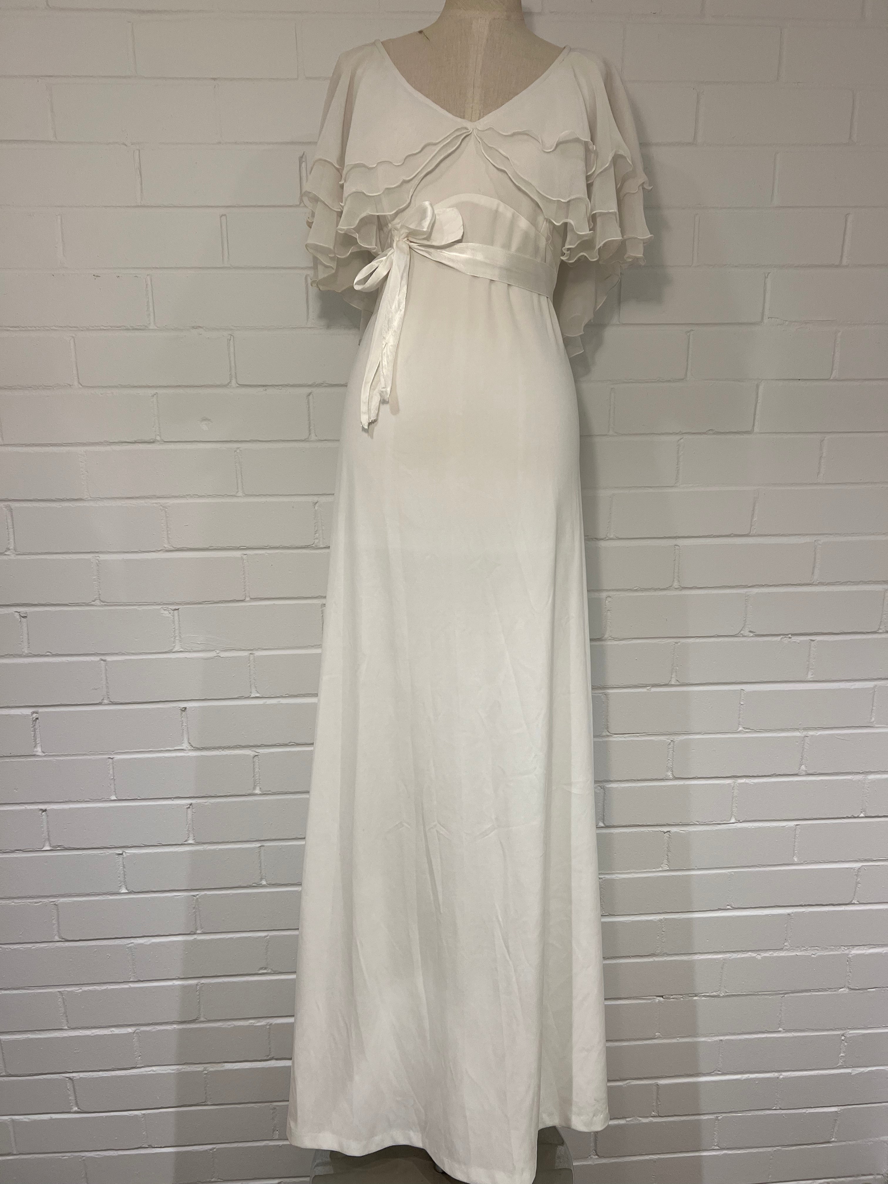 1970s Tiered Butterfly Sleeve Dress