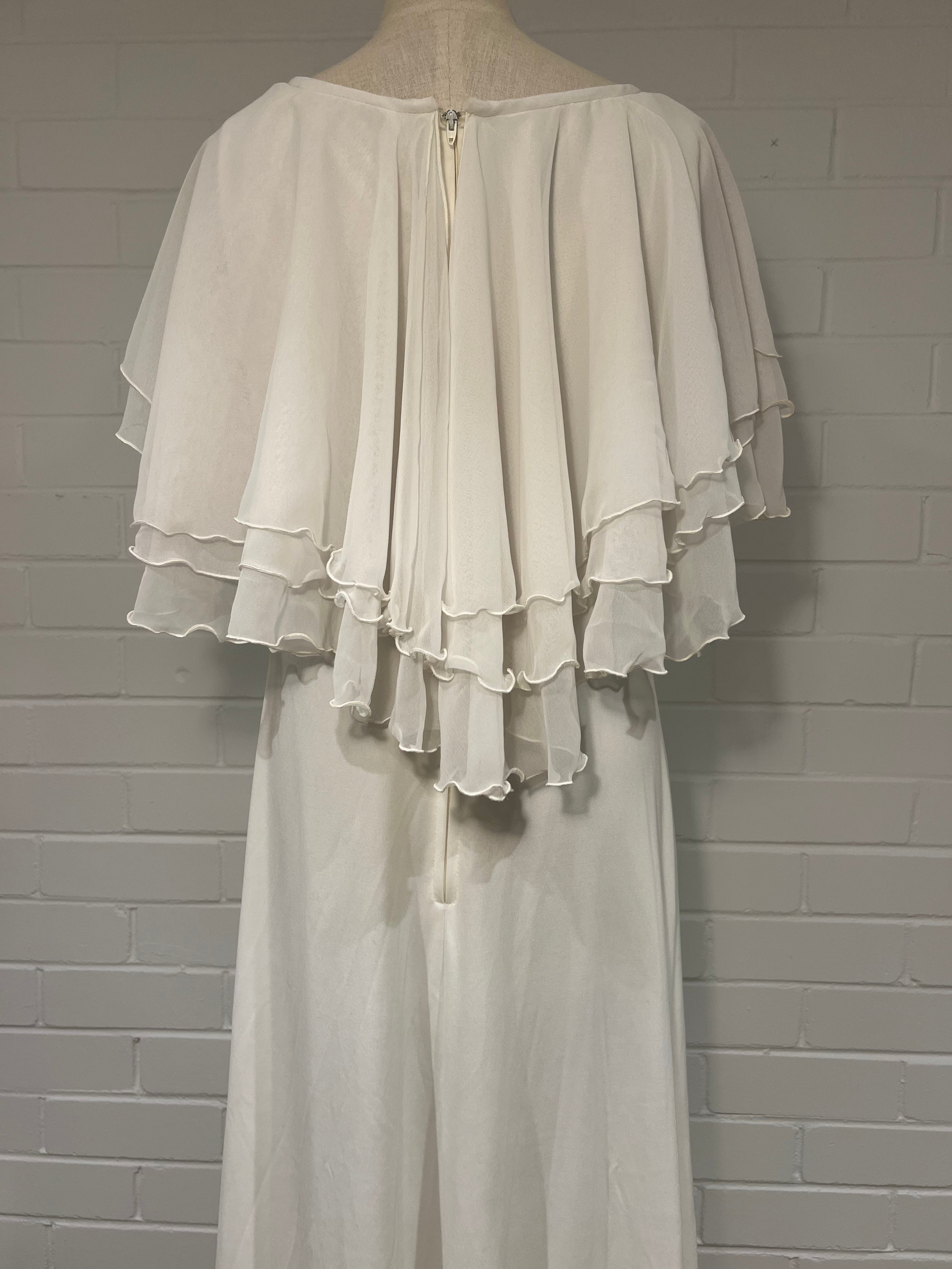 1970s Tiered Butterfly Sleeve Dress