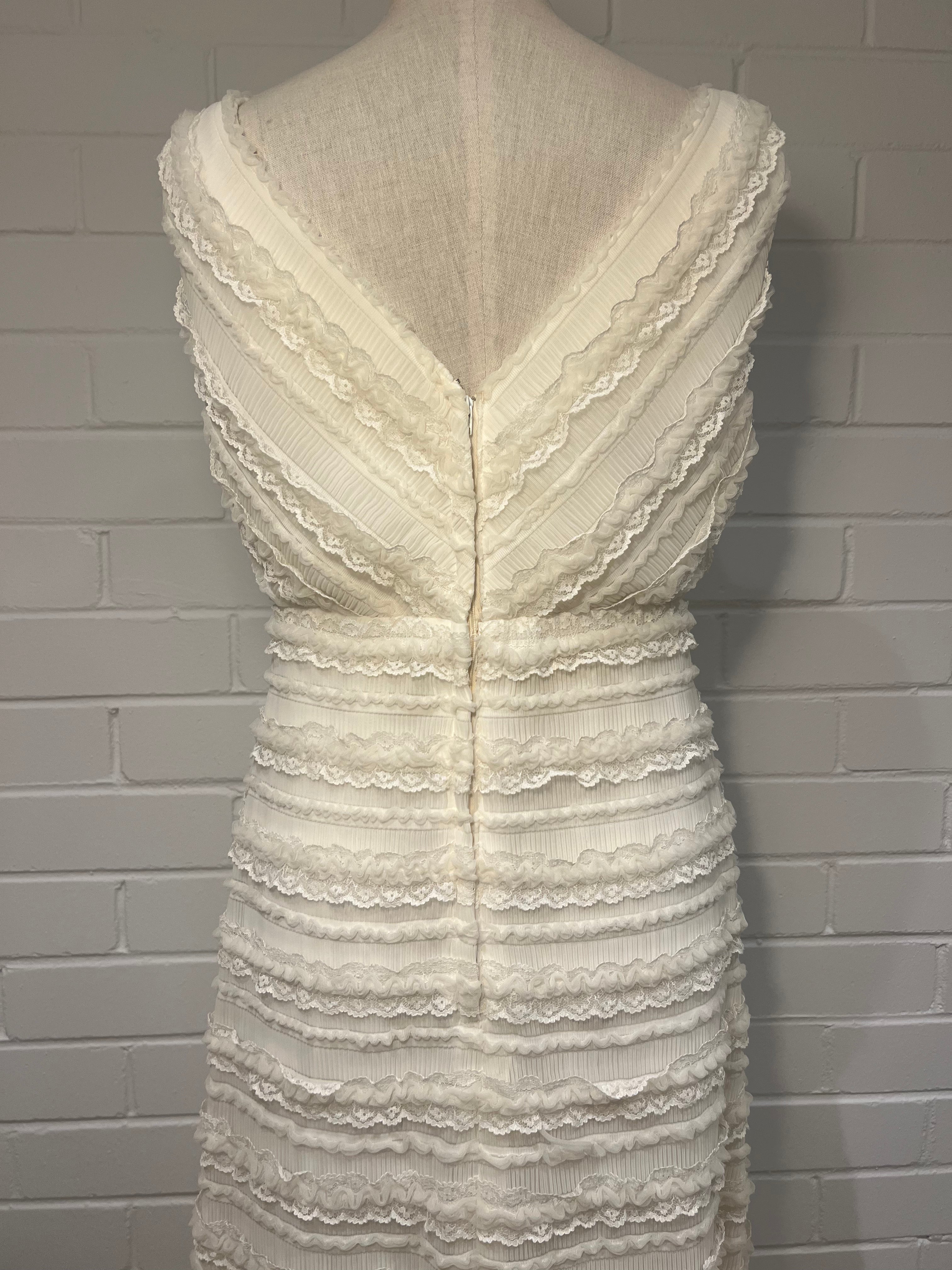 1960s Lace Ruffle Babydoll Dress