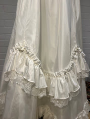 1980s Lace and Ruffle Detail Ballgown
