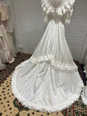 1980s Lace and Ruffle Detail Ballgown