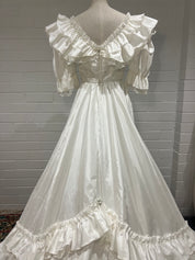 1980s Lace and Ruffle Detail Ballgown