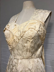 1920s Embossed Silk Pleat and Bead Detail Dress