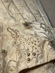 1920s Embossed Silk Pleat and Bead Detail Dress