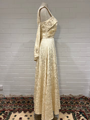 1920s Embossed Silk Pleat and Bead Detail Dress