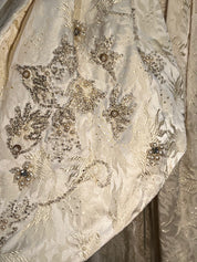 1920s Embossed Silk Pleat and Bead Detail Dress