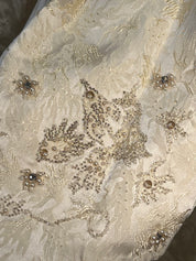 1920s Embossed Silk Pleat and Bead Detail Dress