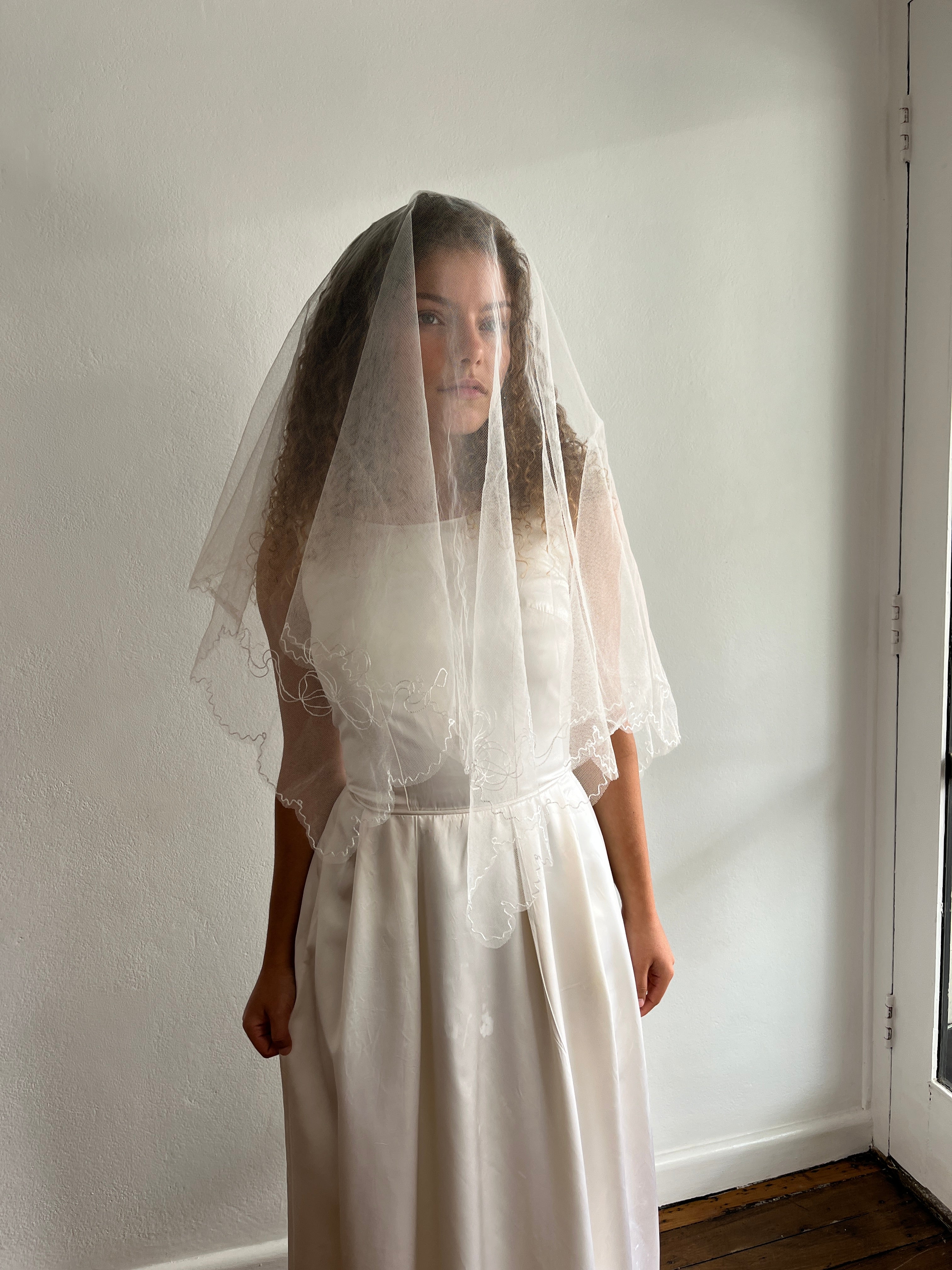 50s Square Blusher Bow Detail Veil