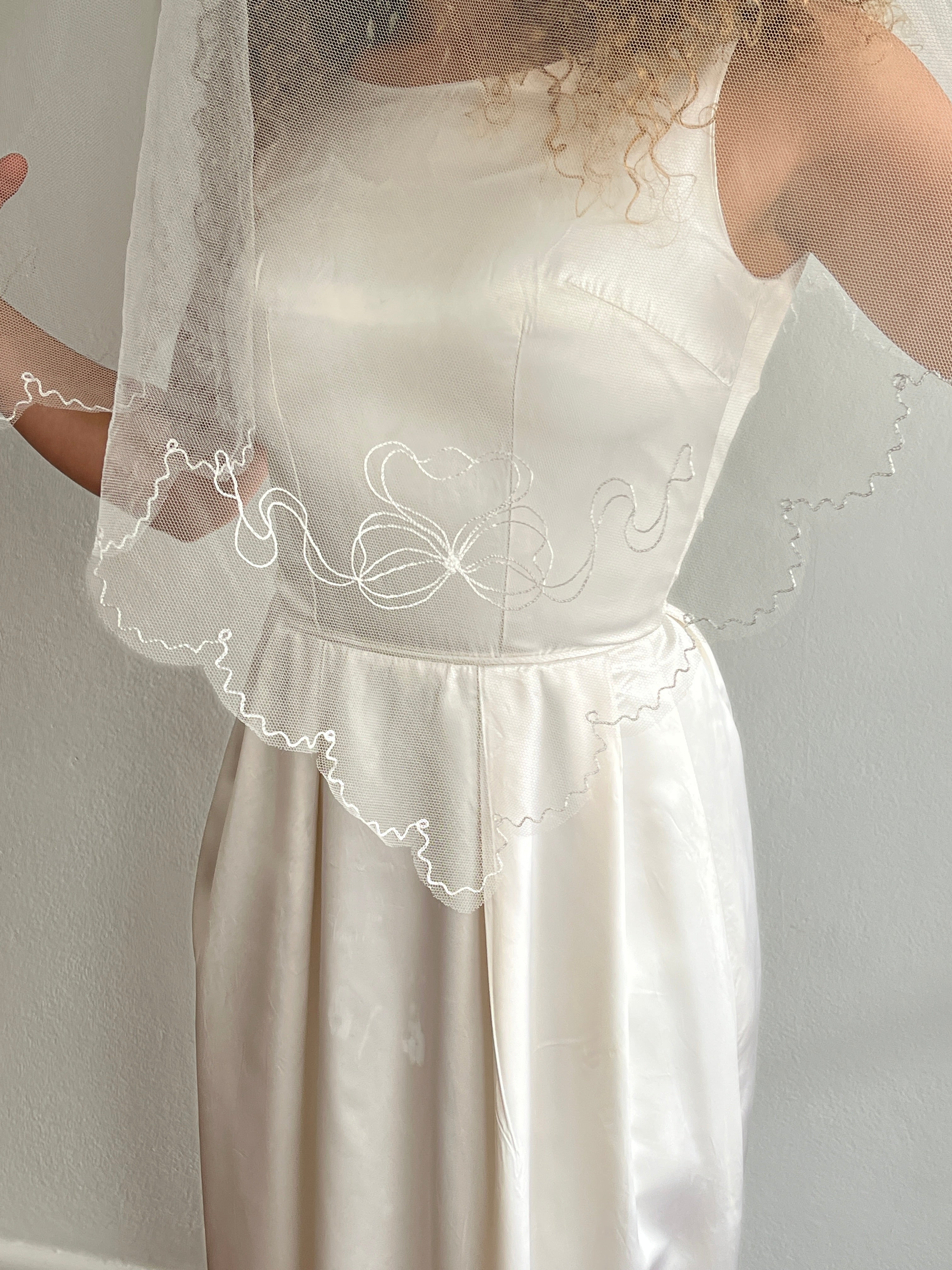 50s Square Blusher Bow Detail Veil