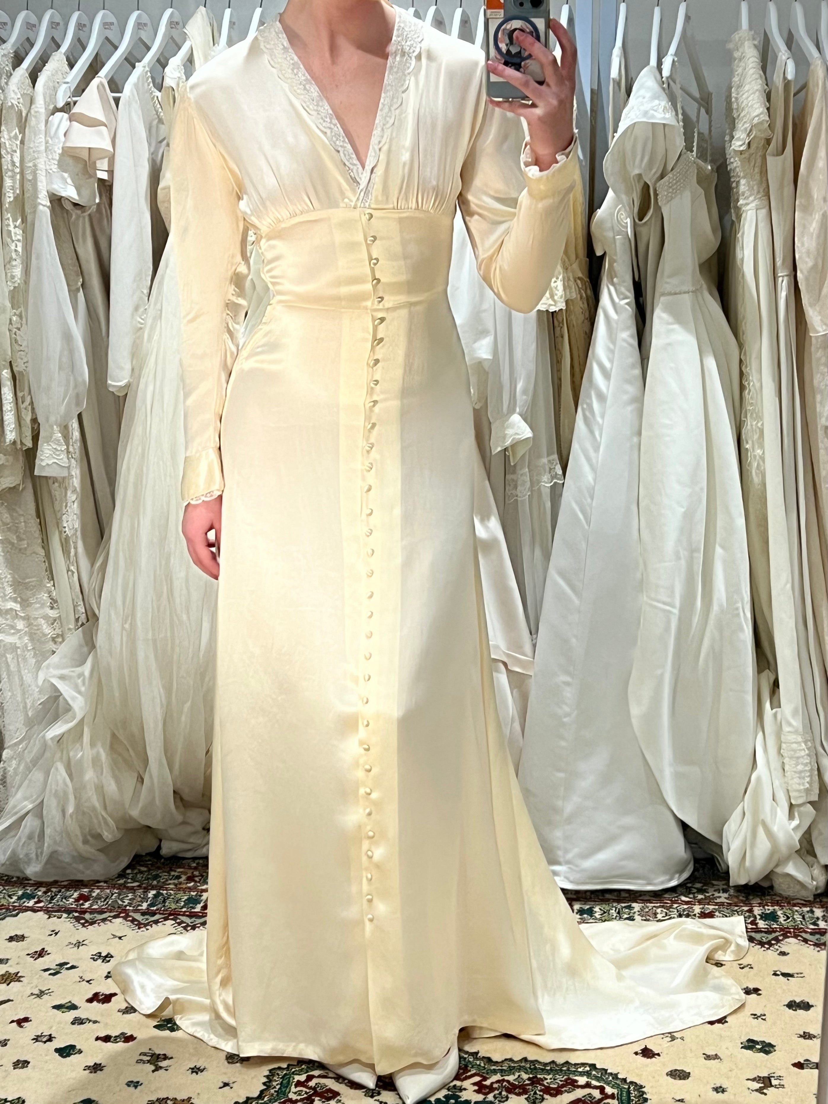 30s Silk and Lace Collar Dress