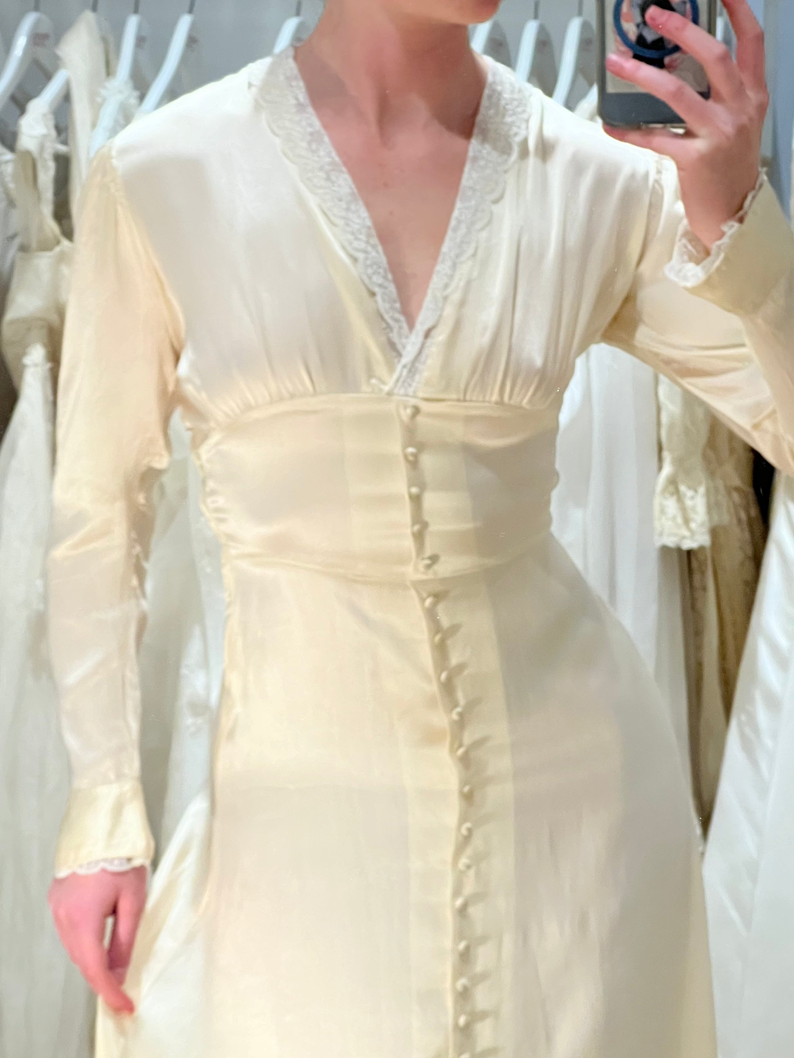 30s Silk and Lace Collar Dress