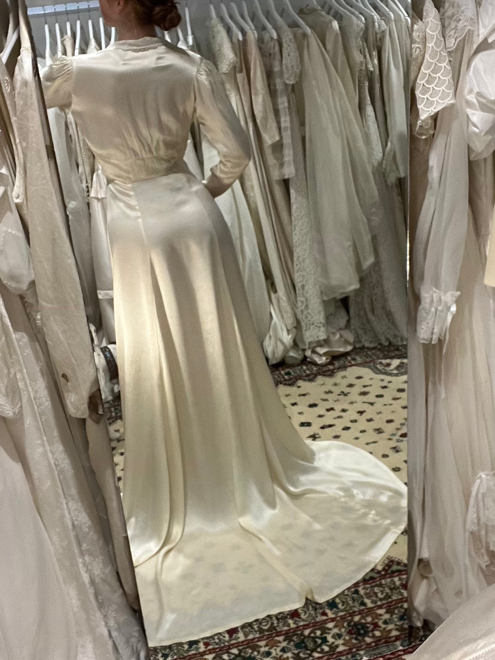 30s Silk and Lace Collar Dress