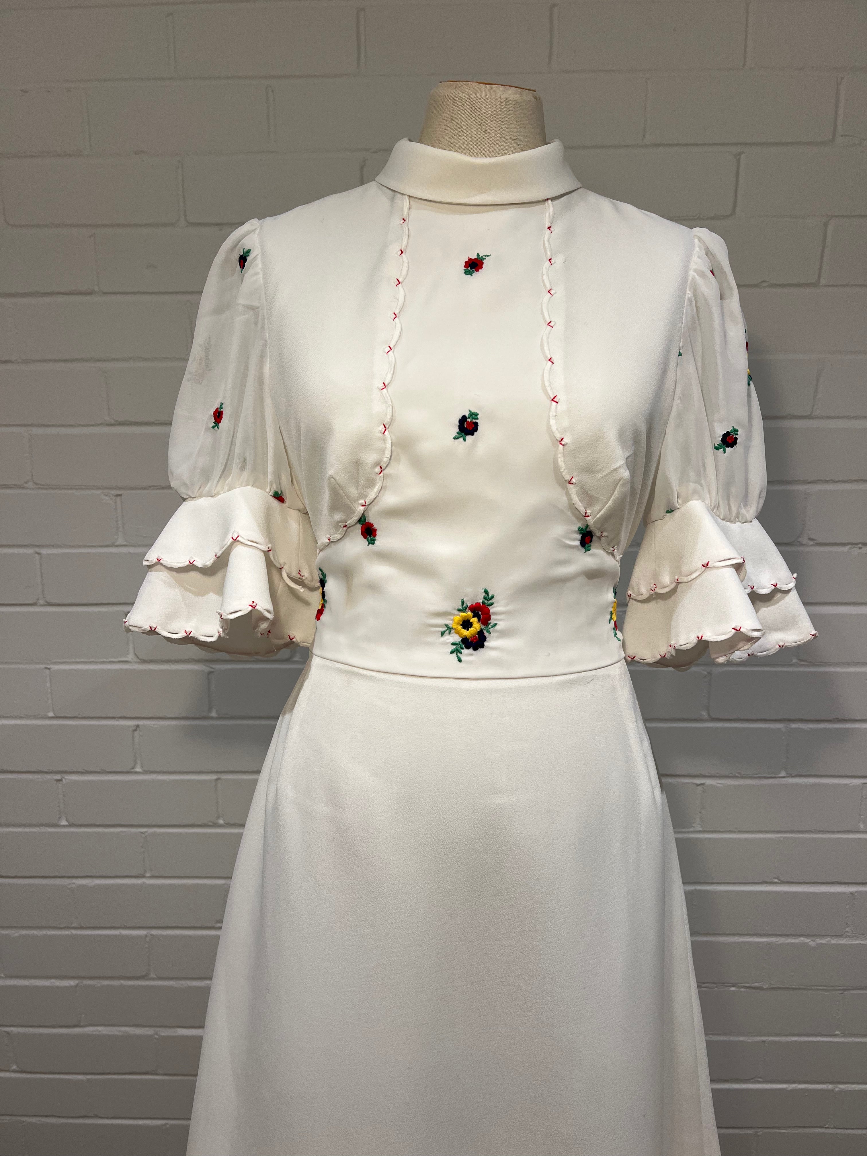 70s Swedish Embroidered Dress