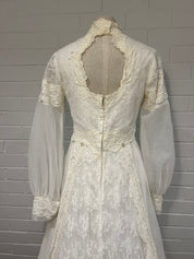 70s Lace, Pearl and Pleat Dress