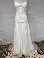 90s Strapless Pleated Chiffon Dress