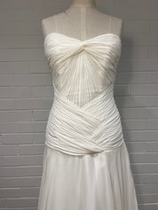 90s Strapless Pleated Chiffon Dress