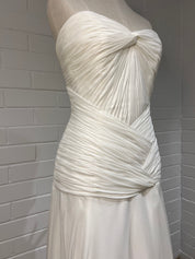 90s Strapless Pleated Chiffon Dress