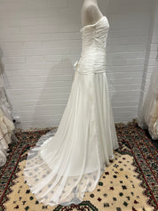 90s Strapless Pleated Chiffon Dress