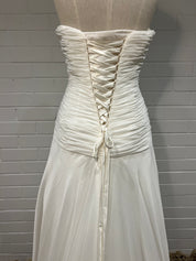 90s Strapless Pleated Chiffon Dress