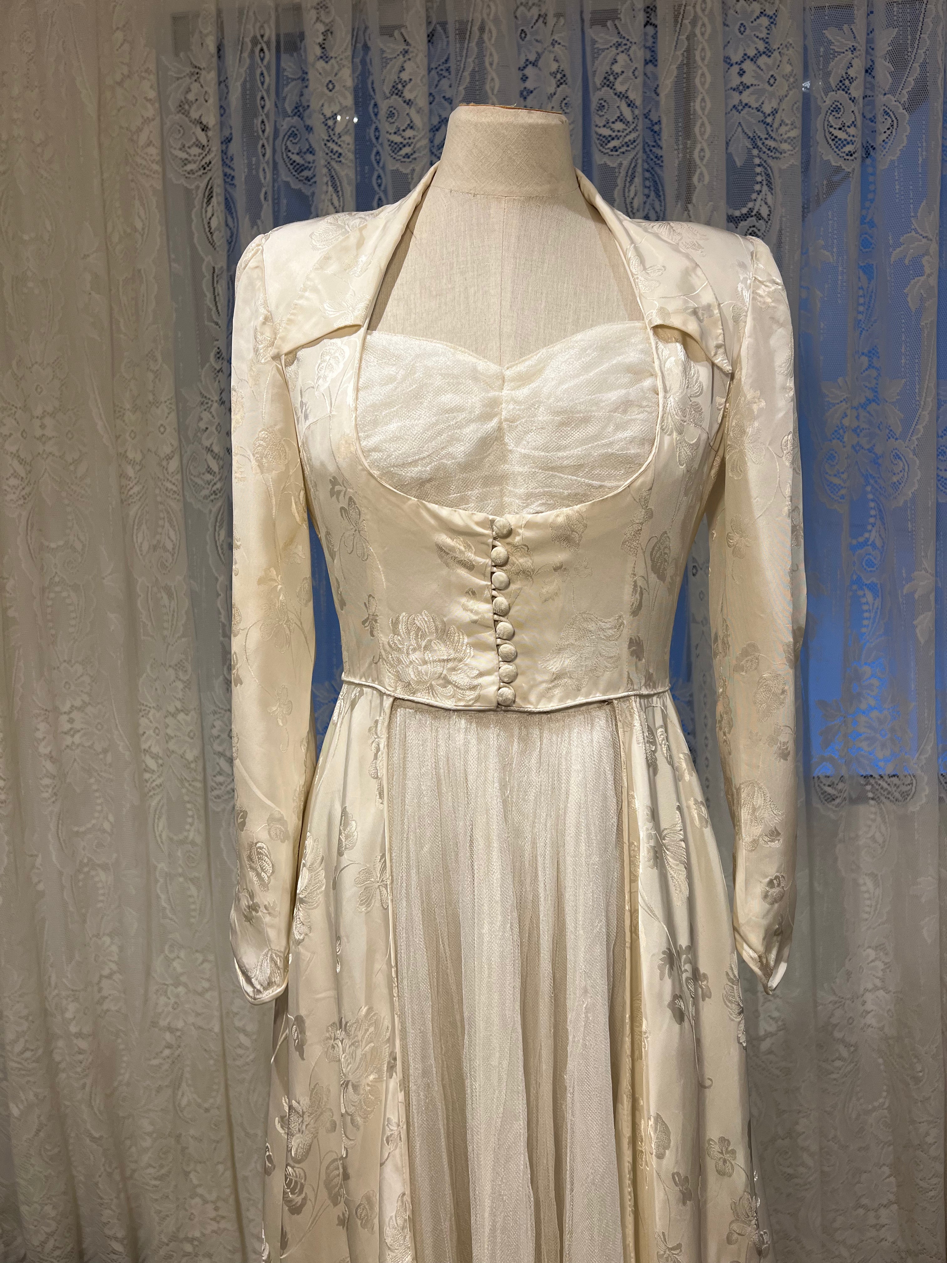 40s Two Piece Embossed Satin Waistcoat Dress