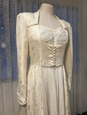 40s Two Piece Embossed Satin Waistcoat Dress