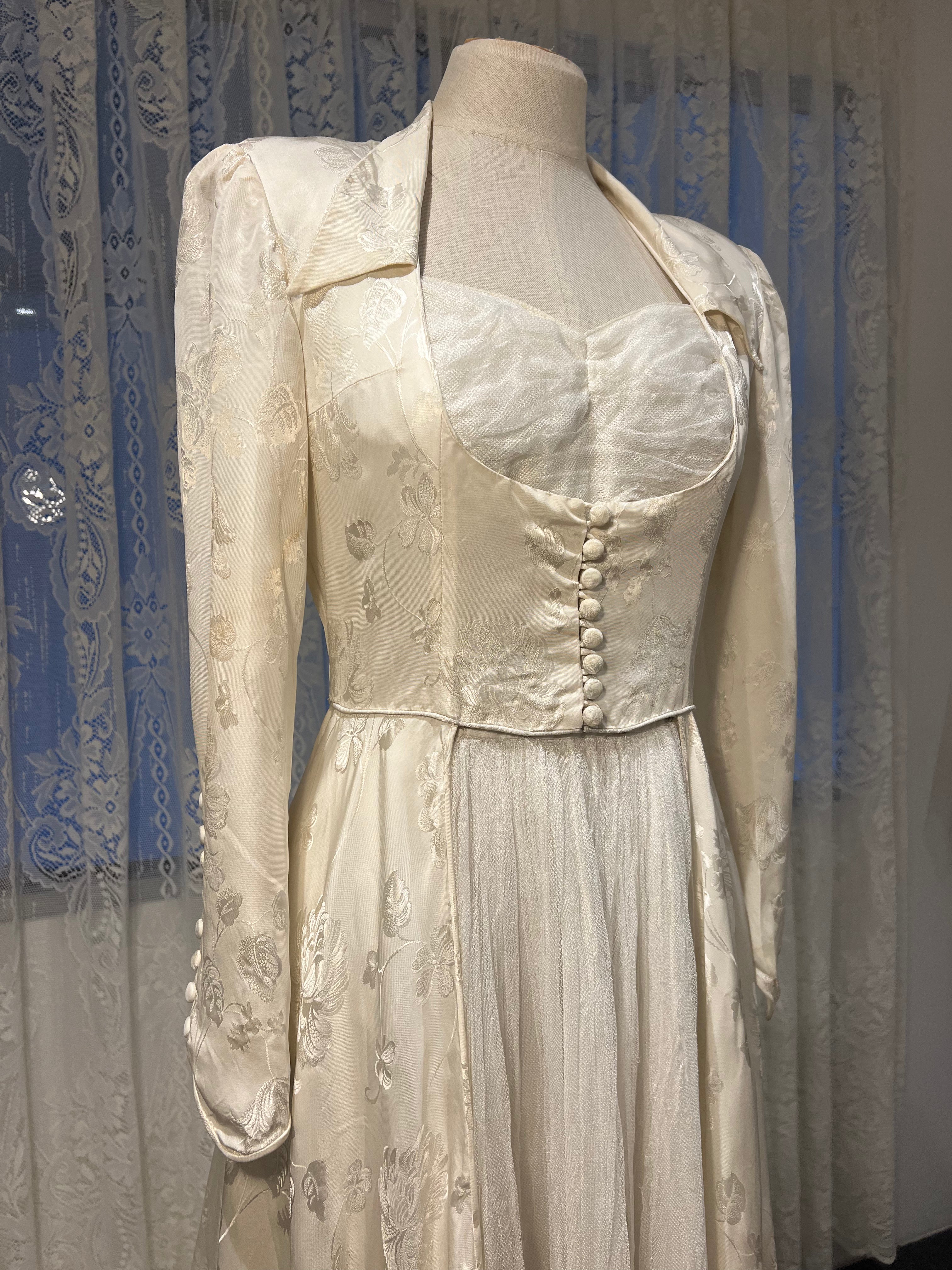 40s Two Piece Embossed Satin Waistcoat Dress