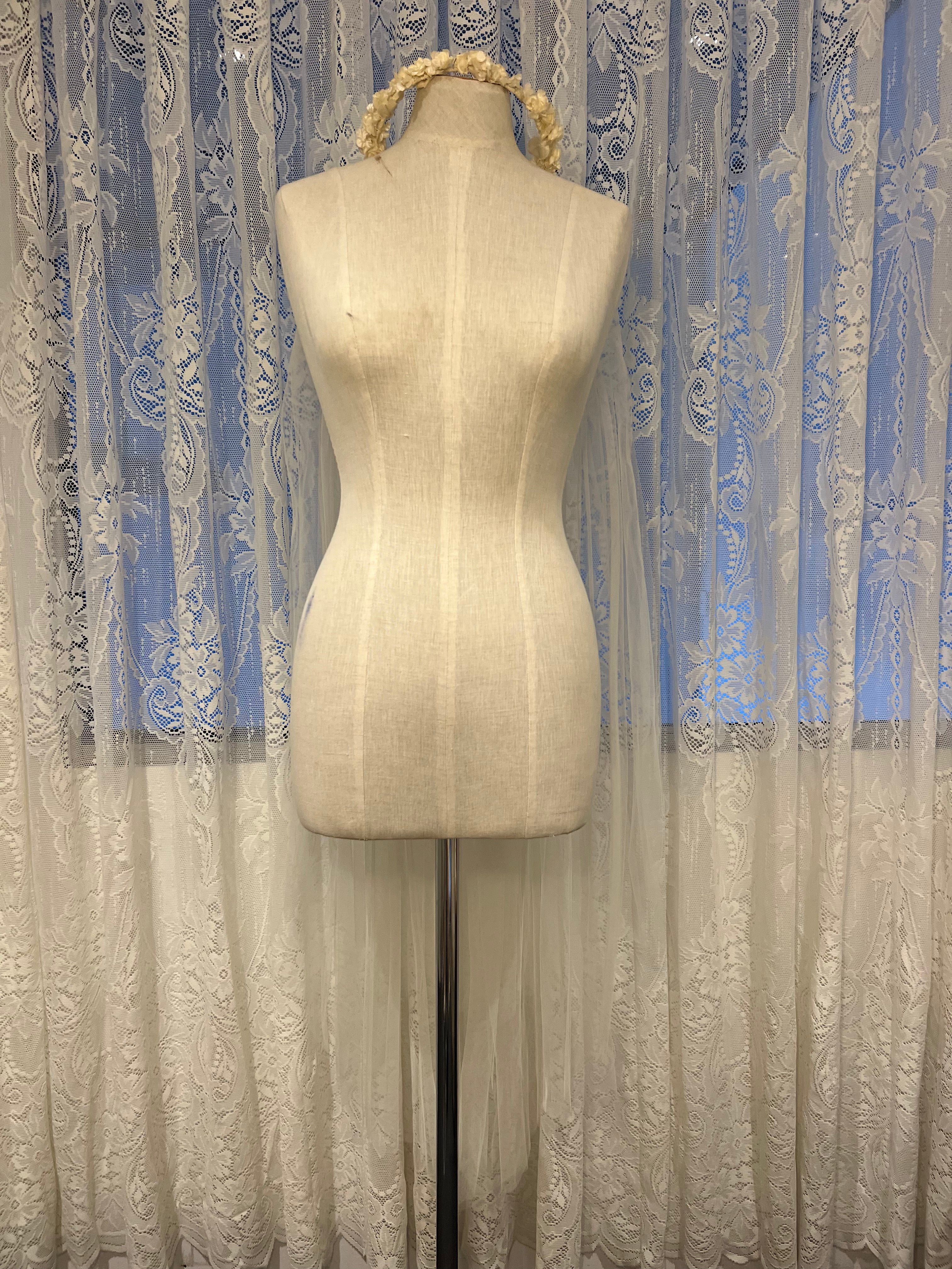 70s Flower Crown Tulle Veil with Blusher
