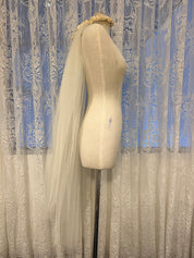 70s Flower Crown Tulle Veil with Blusher