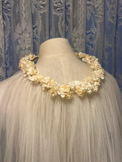 70s Flower Crown Tulle Veil with Blusher