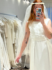 70s Flower Crown Tulle Veil with Blusher