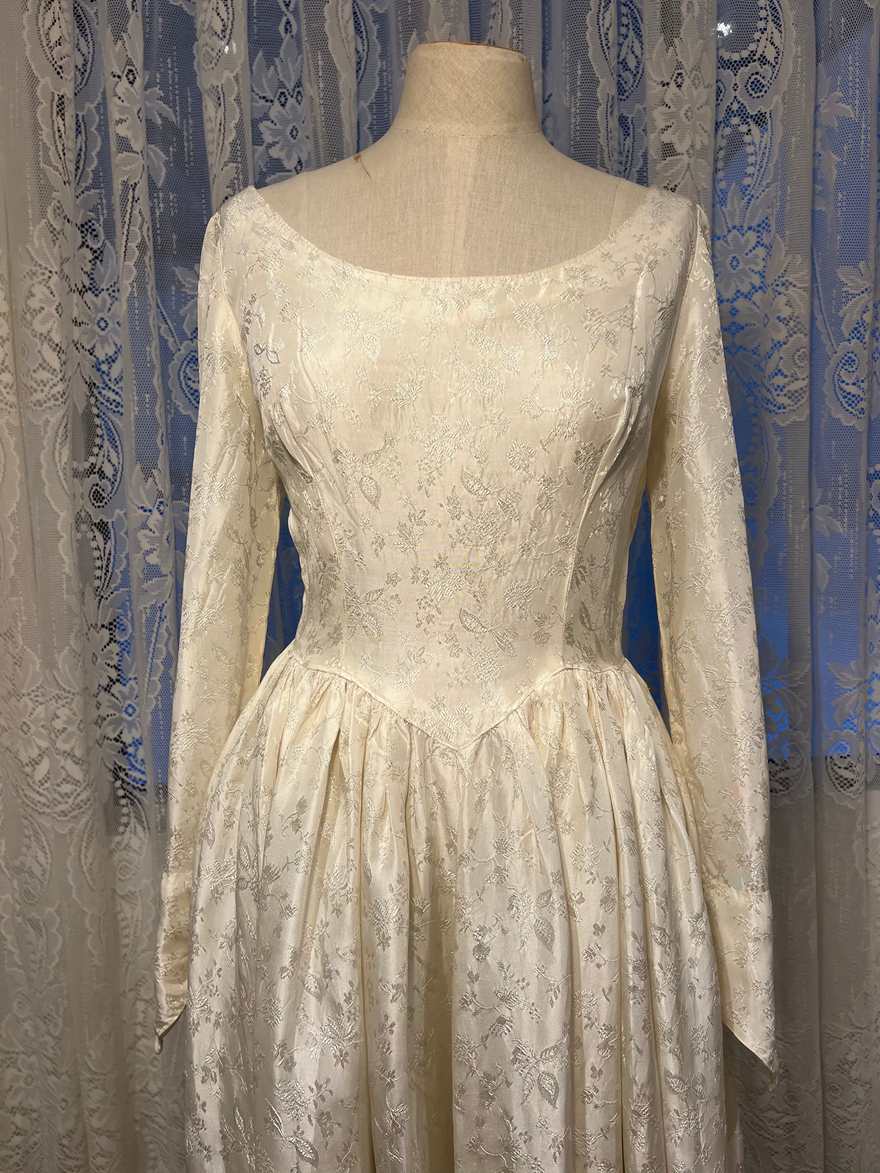 50s Satin Basque Waist Dress