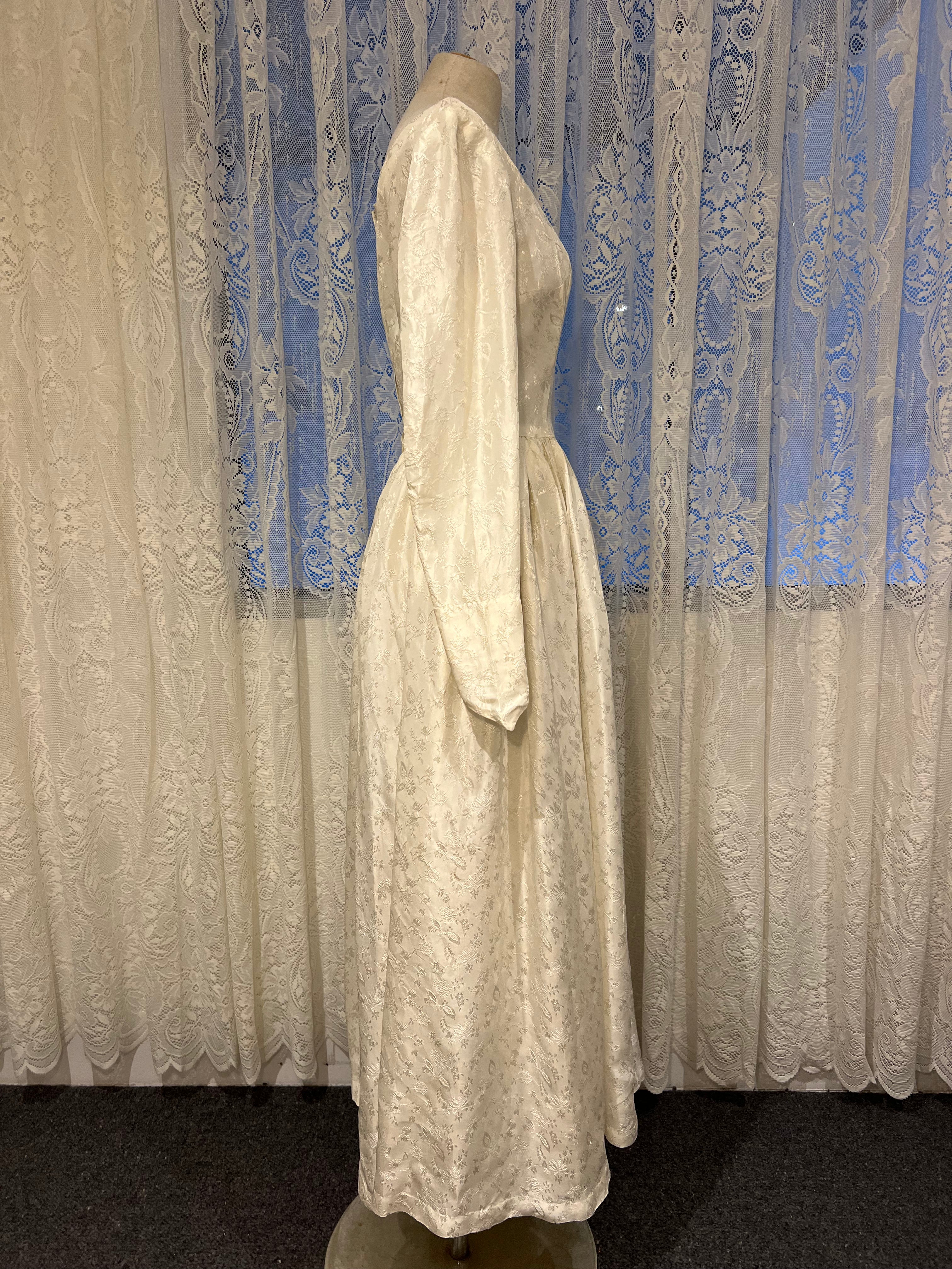 50s Satin Basque Waist Dress