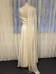 50s Beaded Silk Chiffon Strapless Dress with Neck Scarf