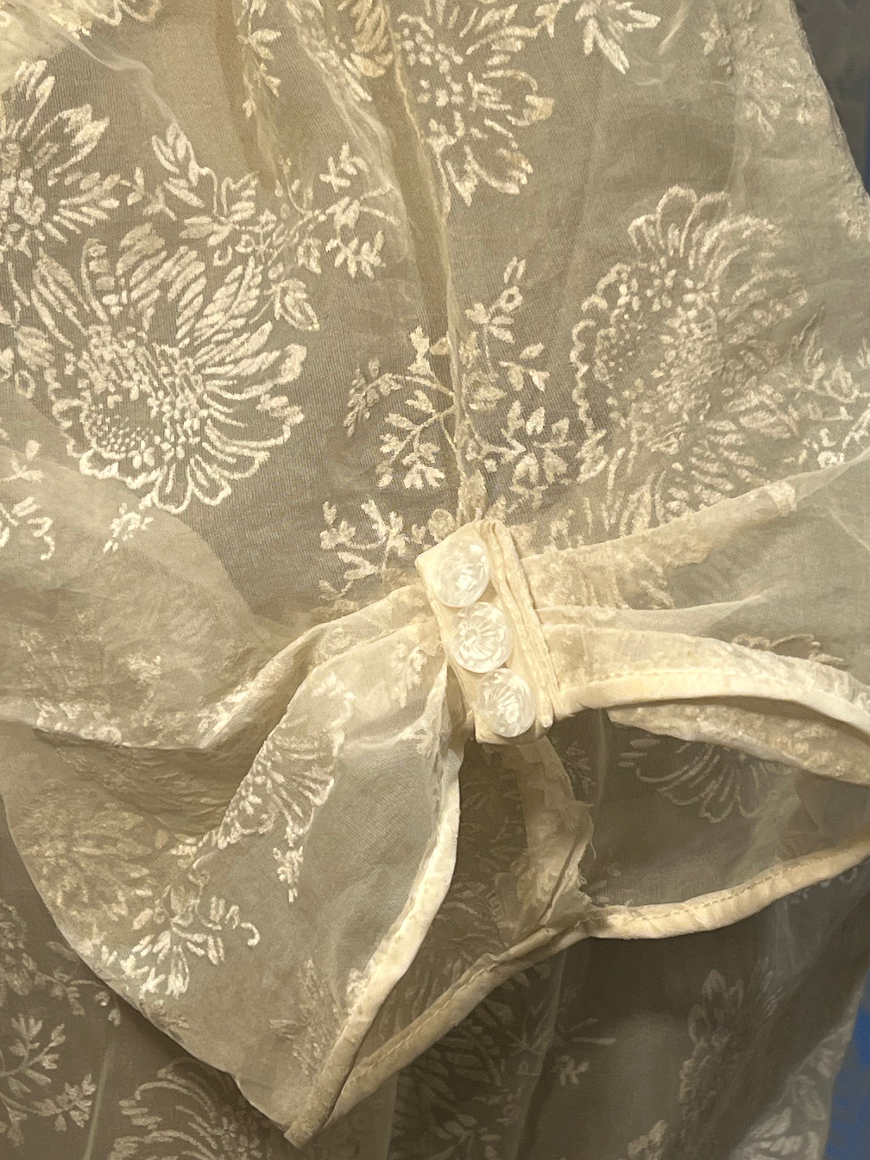 1910s Edwardian Jacquard Silk Organza Dress