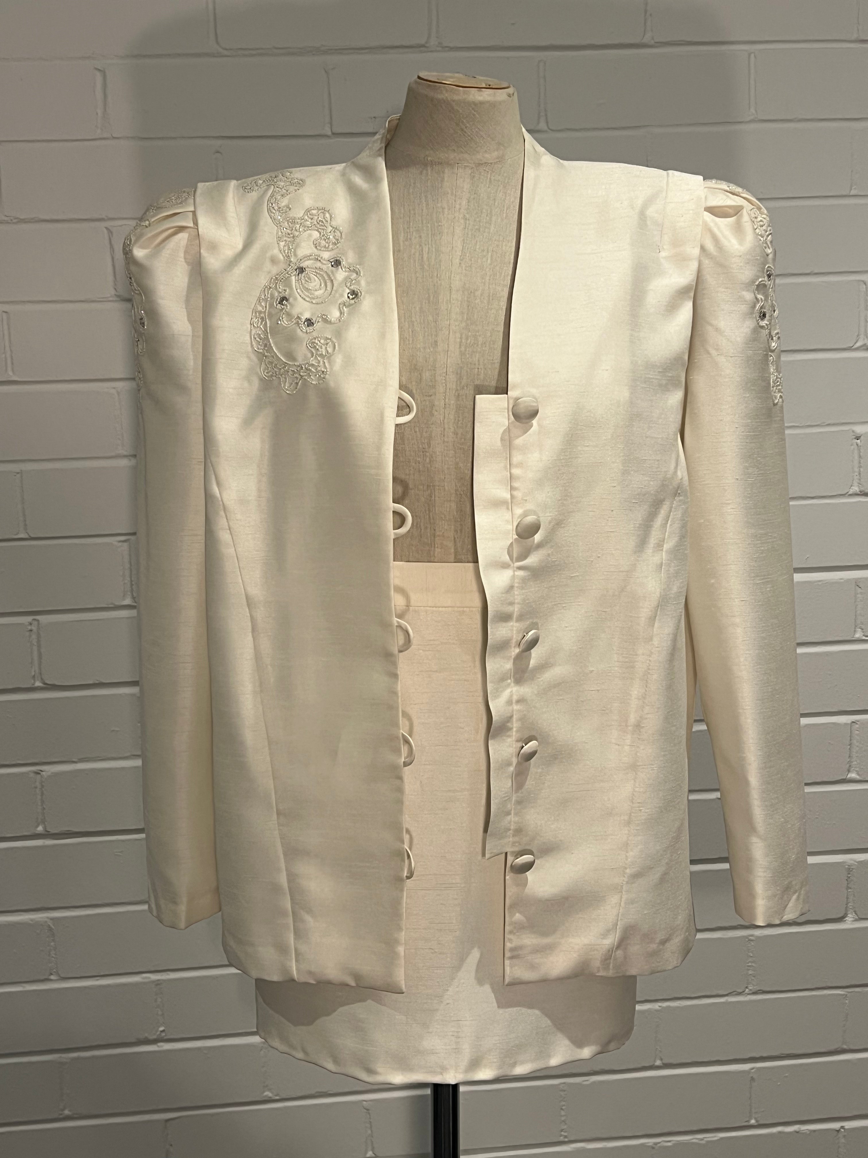 80s Silk Two Piece Embroidered Set