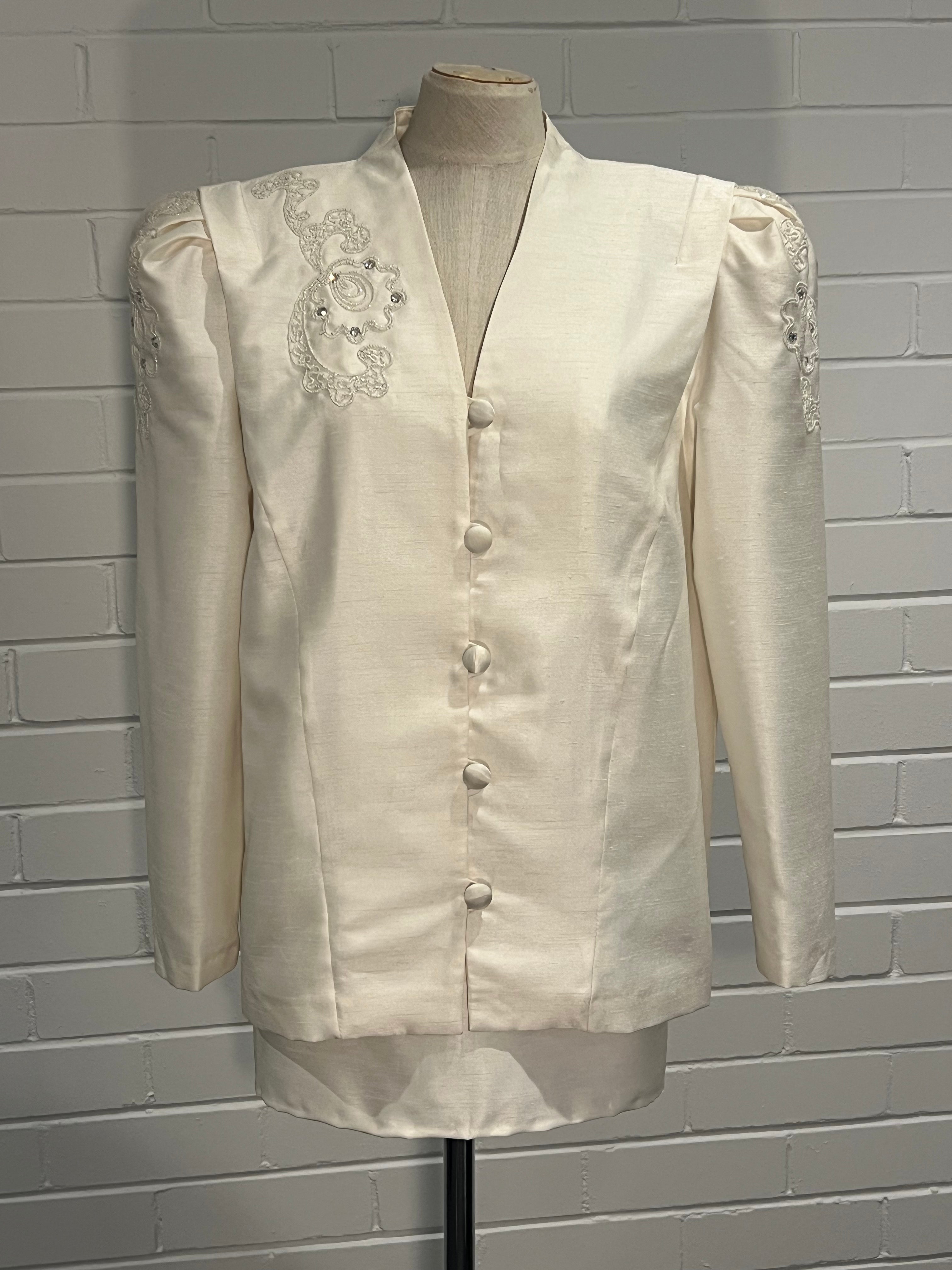 80s Silk Two Piece Embroidered Set