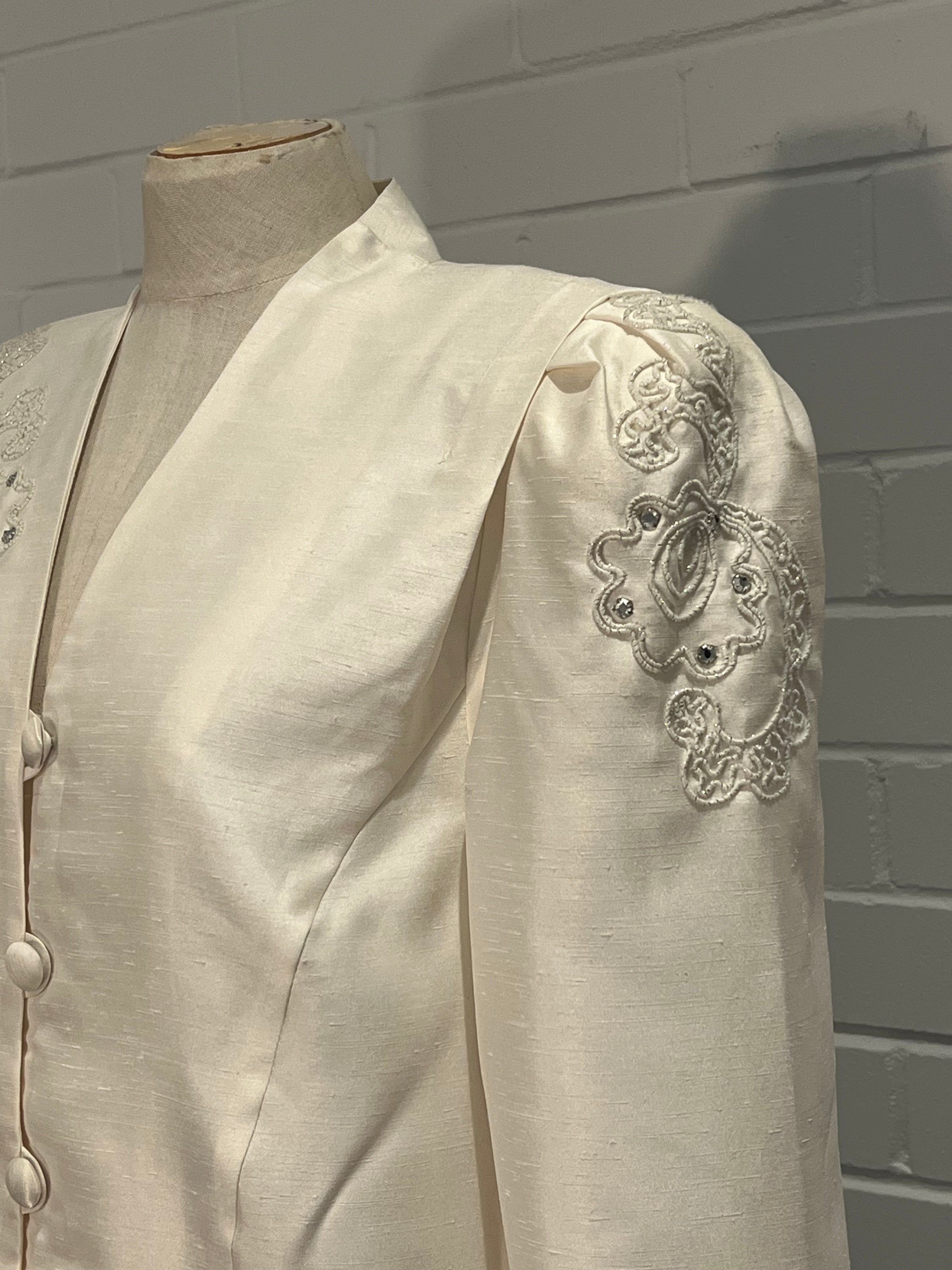 80s Silk Two Piece Embroidered Set