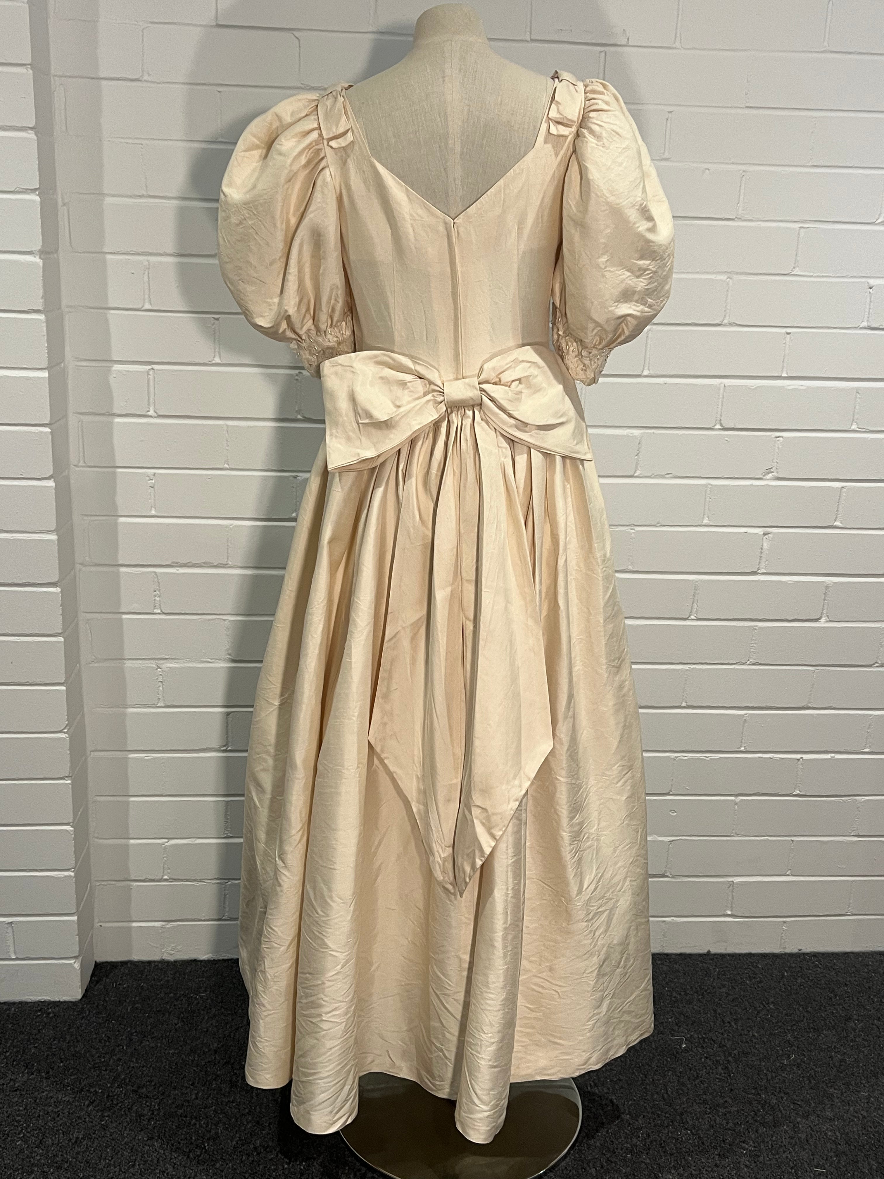 80s Taffeta Bow Detail Dress