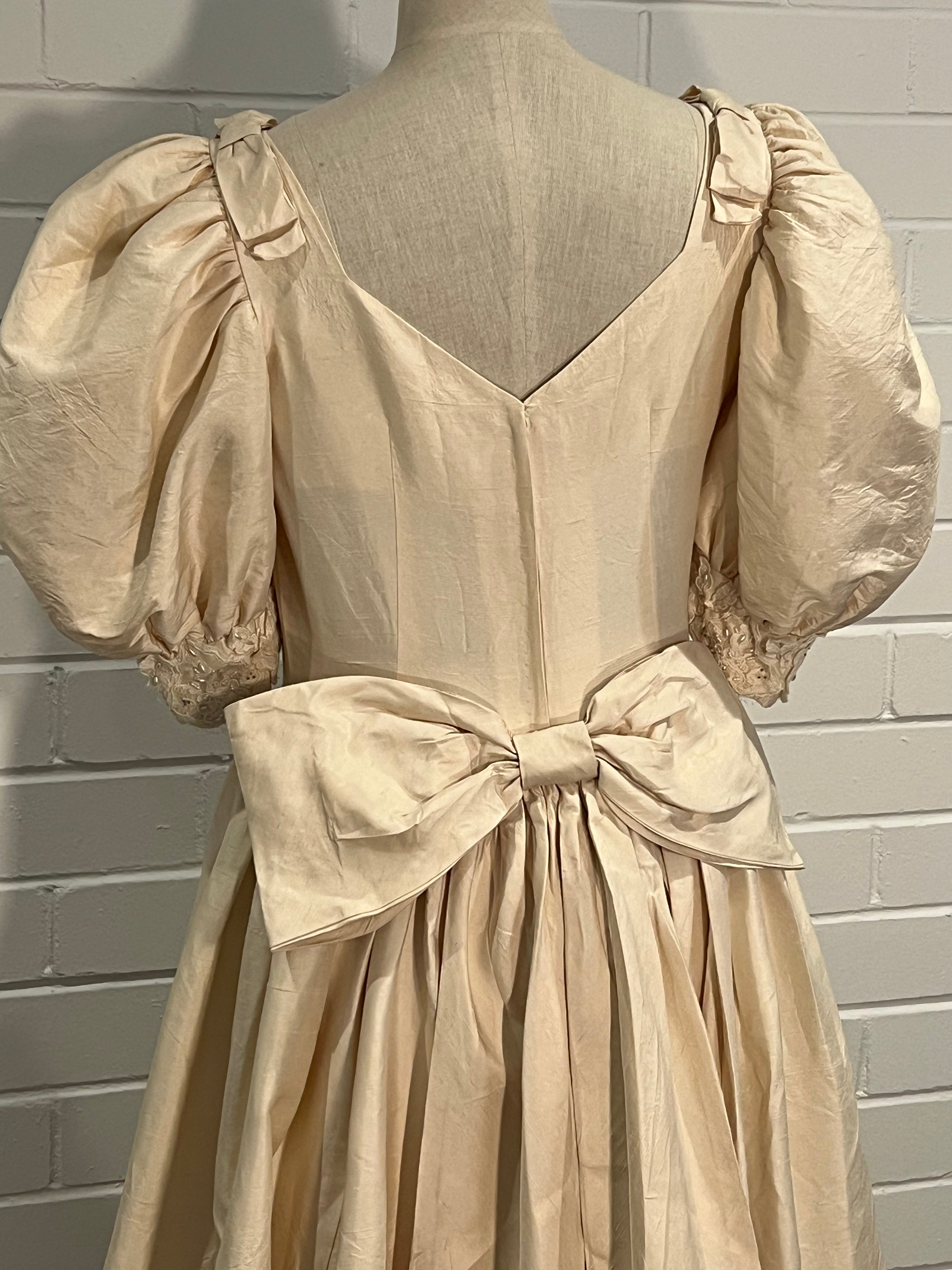 80s Taffeta Bow Detail Dress