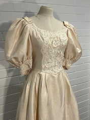 80s Taffeta Bow Detail Dress