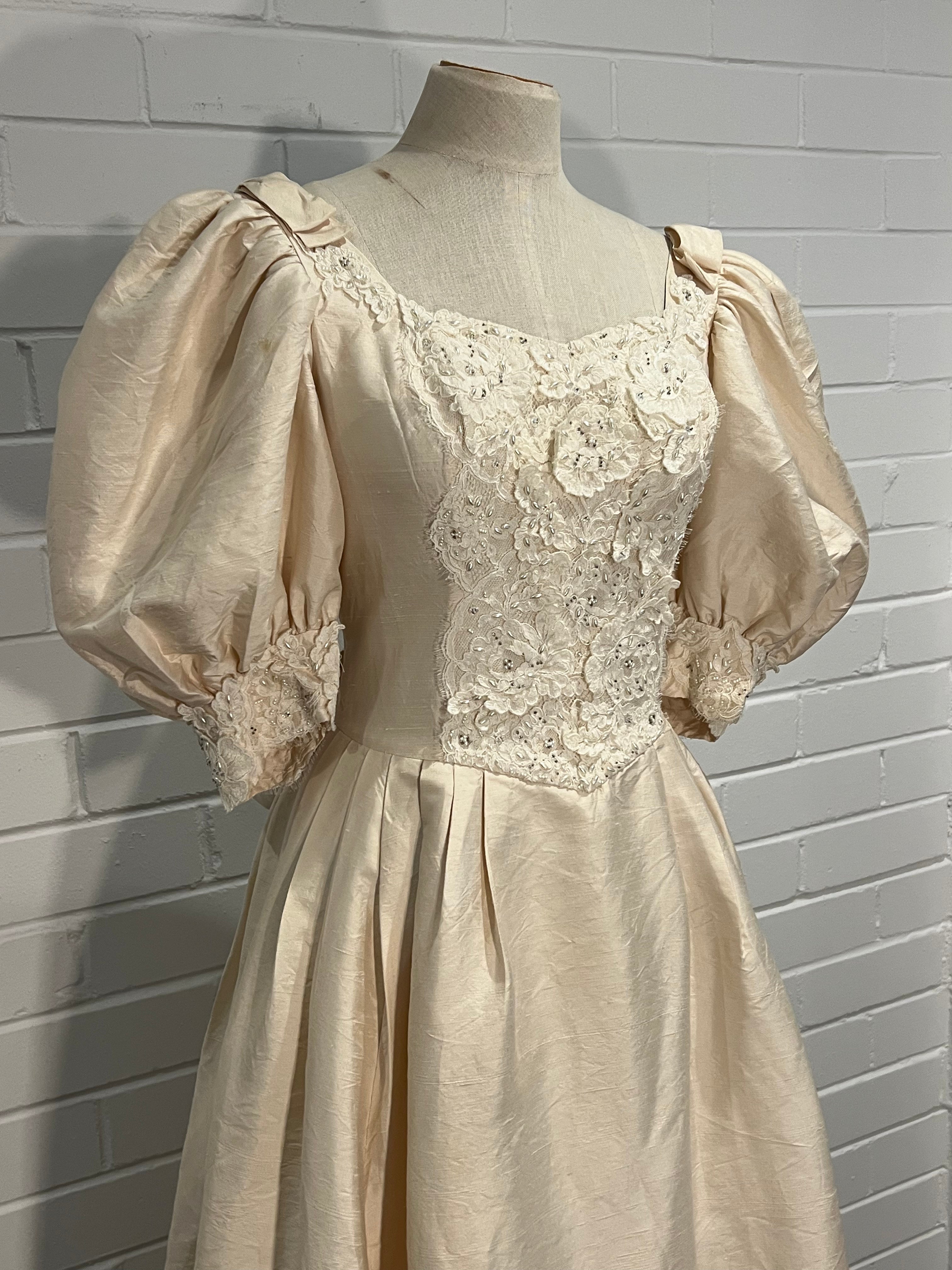80s Taffeta Bow Detail Dress